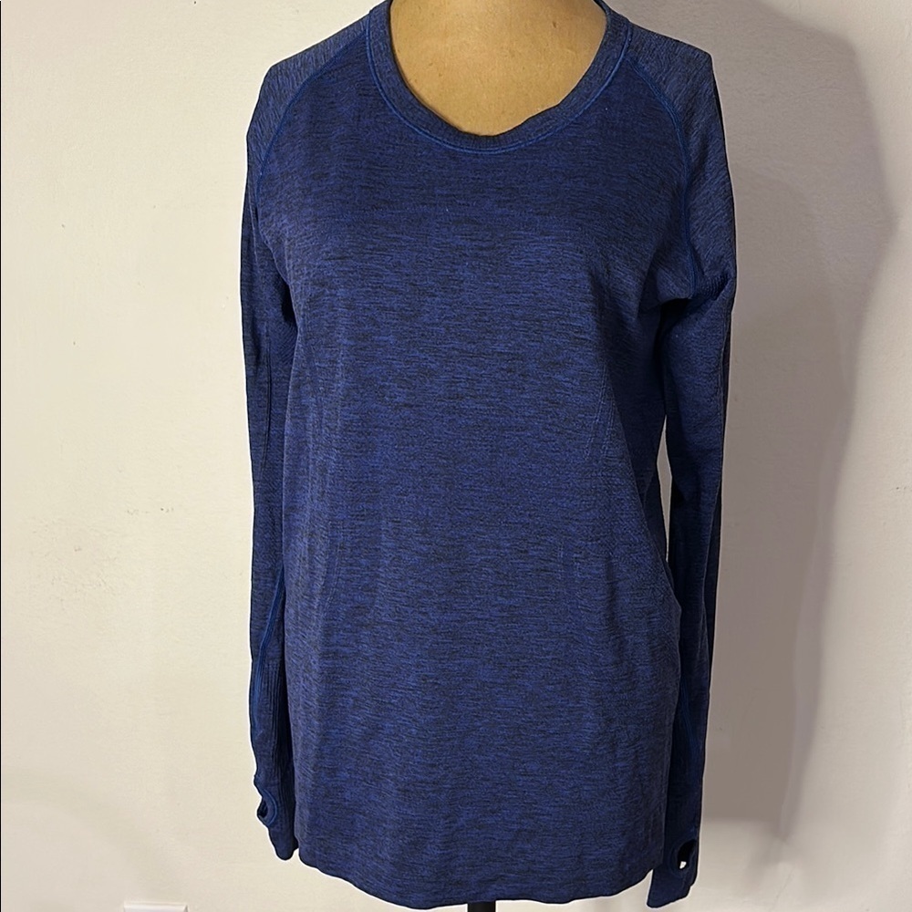 Lululemon sz 10 dark blue swiftly tech long sleeve with thumb holes great cond